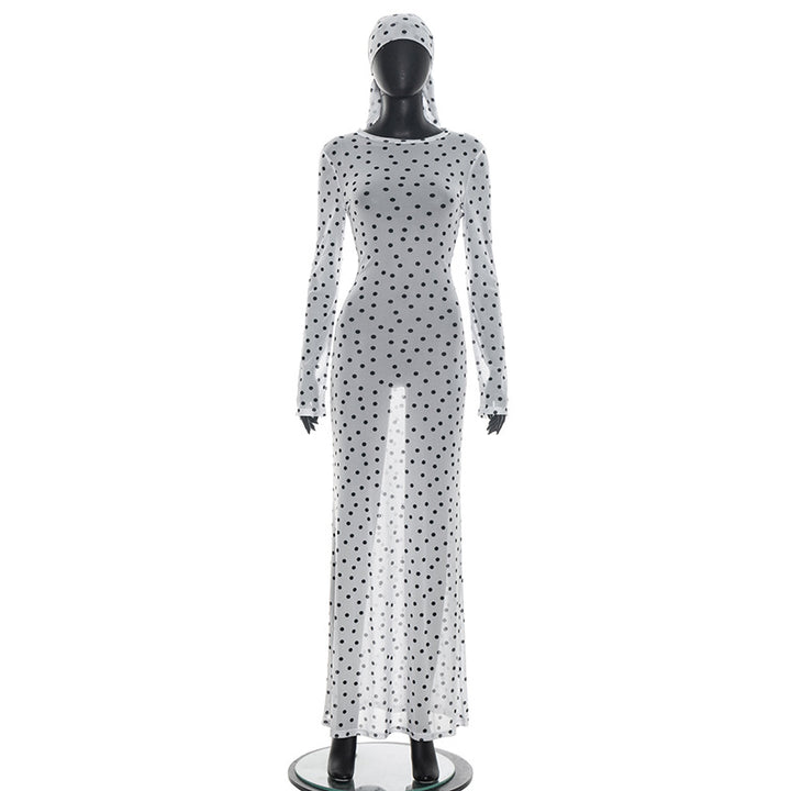 Damen transparentes Langarmkleid mit modischem Punktmuster Echo Archiv