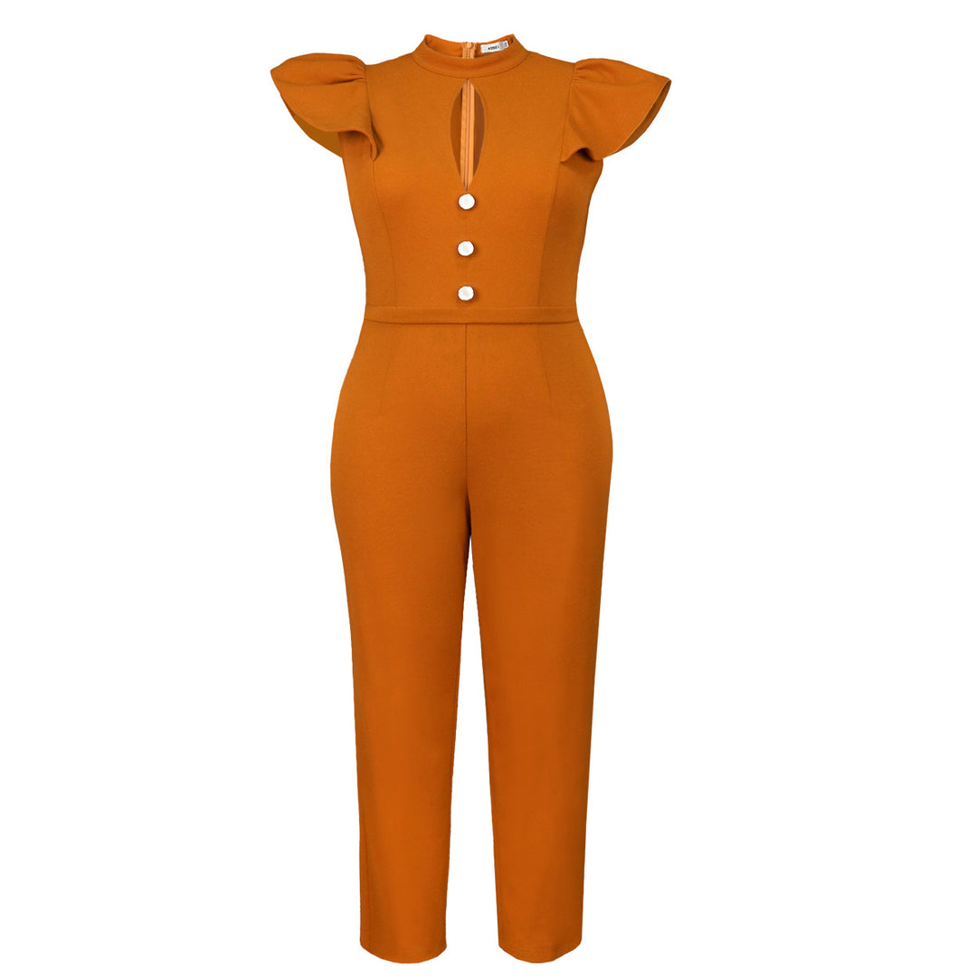 Damen eleganter Jumpsuit mit raffiniertem Ausschnitt und voluminösen Ärmeln Echo Archiv