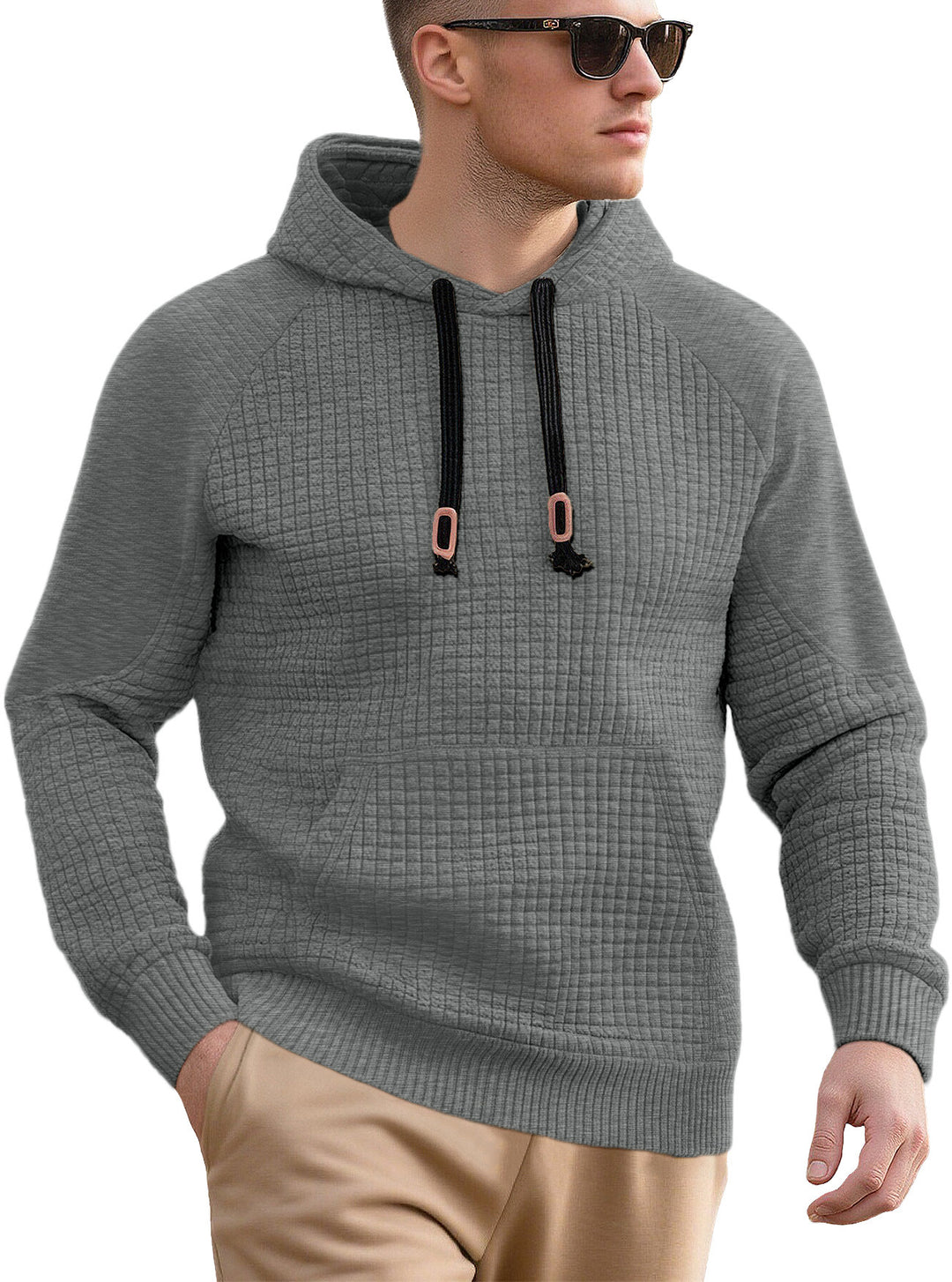 Herren sportlicher Kapuzenpullover mit innovativem Strukturdesign und praktischen Kordelzügen Echoarchiv