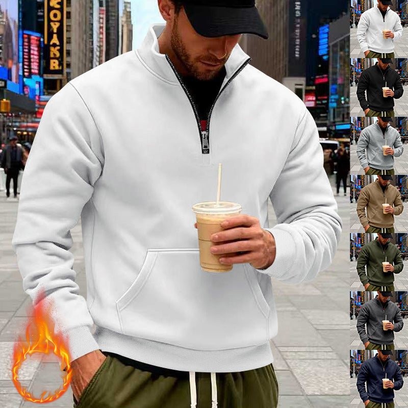 Herren nan Halbzip-Sweatshirt mit Kängurutasche, elastischen Rippbündchen und hohem Stehkragen Echo Archiv