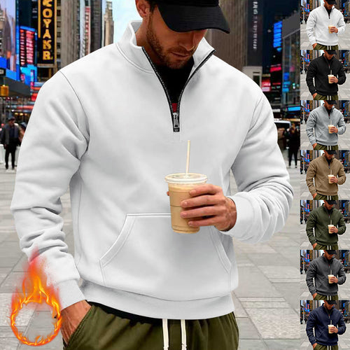 Herren nan Halbzip-Sweatshirt mit Kängurutasche, elastischen Rippbündchen und hohem Stehkragen Echo Archiv