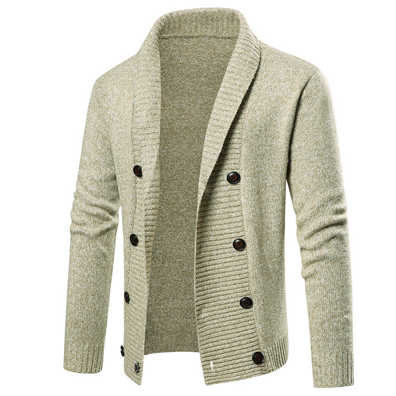 Herren hochwertige Strickjacke mit großem Revers und Knopfdetail Echoarchiv