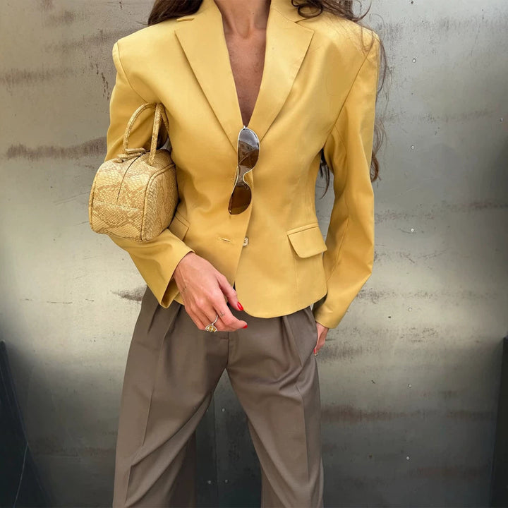 Damen Taillierter Blazer mit strukturierter Schulter und figurformender Silhouette Echoarchiv