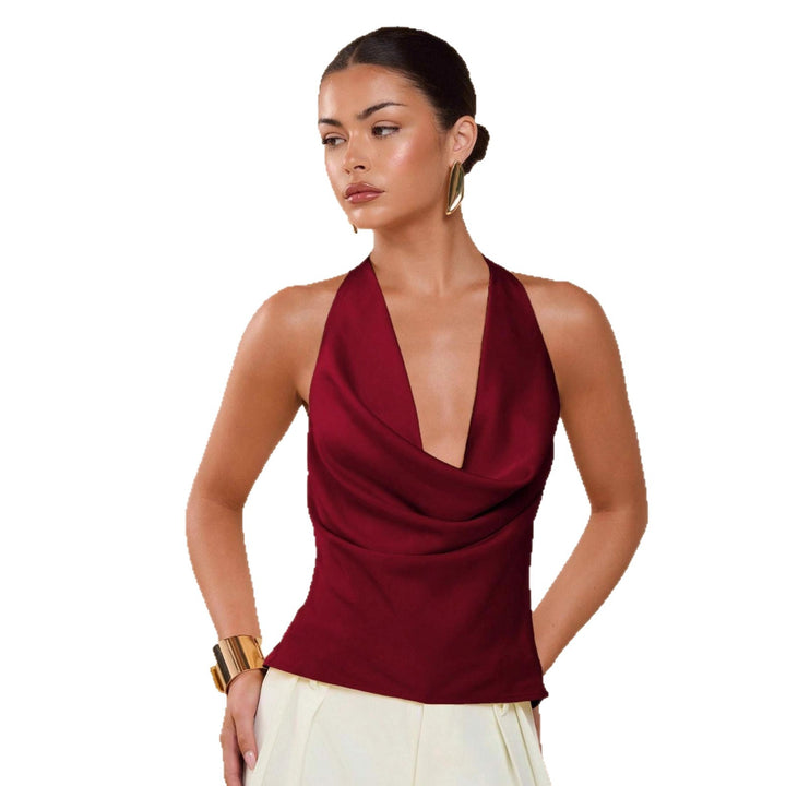 Damen Elegantes Wickeloberteil mit tiefem V-Ausschnitt und fließendem Stoff Echo Archiv
