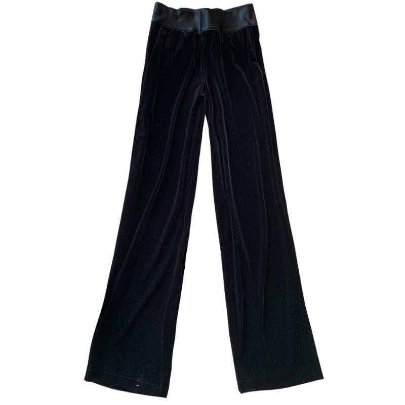 Damen Hochtaillierte Samt-Hose mit weitem Bein und elastischem Komfortbund Echo Archiv