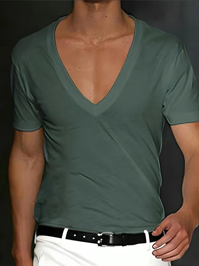 Herren V-Ausschnitt T-Shirt mit figurschmeichelndem Schnitt und hochwertigen Stoffen Echoarchiv