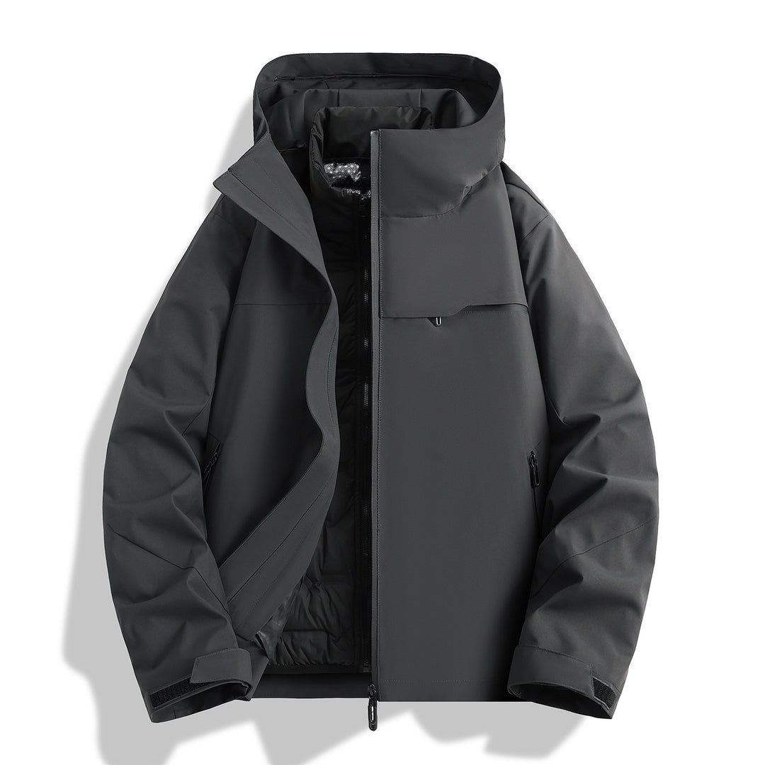 Herren hochwertige wasserfeste Outdoor-Jacke mit verstellbarer Kapuze und isolierendem Innenfutter Echoarchiv