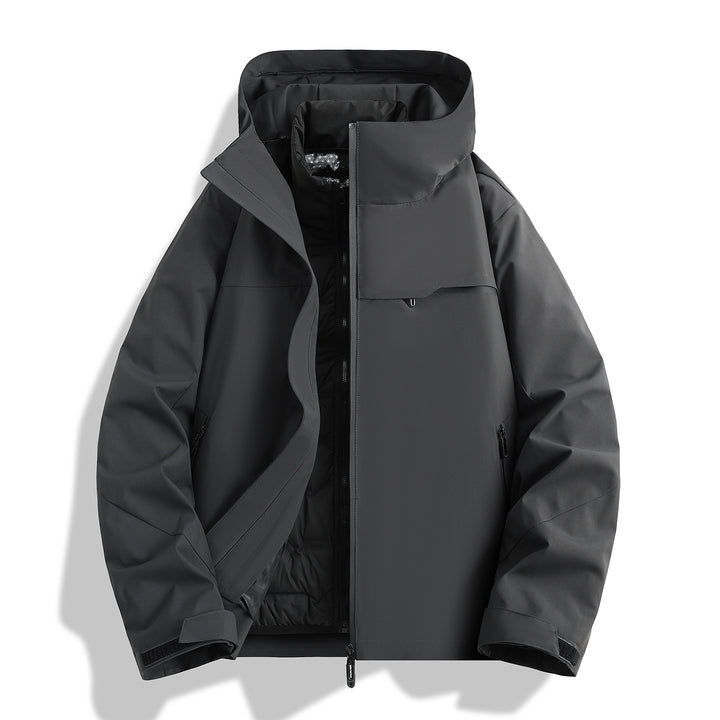 Herren hochwertige wasserfeste Outdoor-Jacke mit verstellbarer Kapuze und isolierendem Innenfutter Echoarchiv