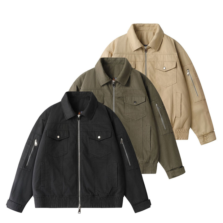 Unisex Urbaner Utility‑Blousonjacke mit Cargo‑Taschen und Zwei‑Wege‑Reißverschluss Echoarchiv