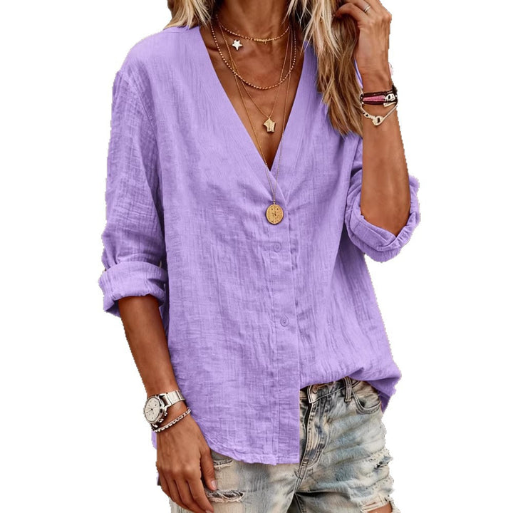 Damen Leichte V-Ausschnitt Bluse aus atmungsaktivem Material Echo Archiv