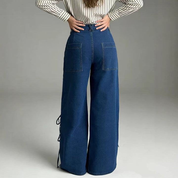 Damen Schlagjeans mit trendigem Schnürdetail und weitem Bein Echo Archiv
