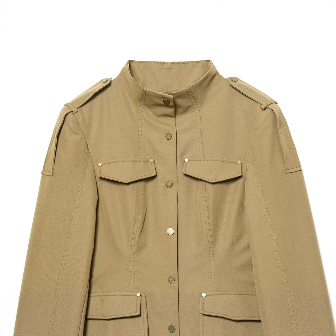 Damen Utility-Jacke mit Stehkragen, Pattentaschen und Schulterklappen Echo Archiv