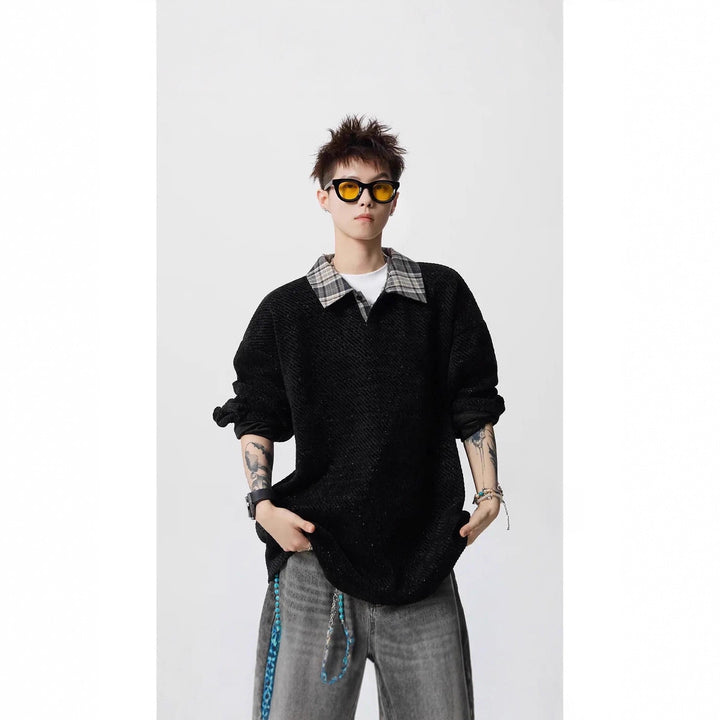 Damen Lässiger Oversize-Hemd-Pullover Echoarchiv