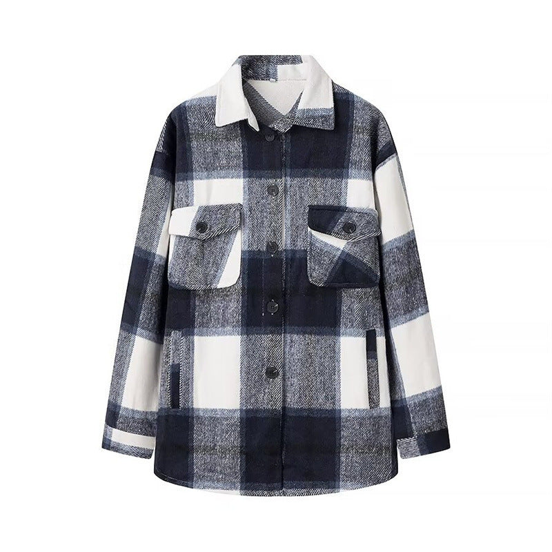 Damen Karo-Übergangs‑Shacket aus weichem Flanell mit aufgesetzten Brusttaschen Echo Archiv