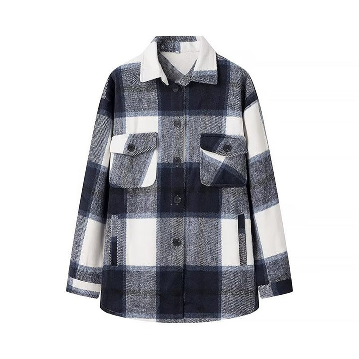 Damen Karo-Übergangs‑Shacket aus weichem Flanell mit aufgesetzten Brusttaschen Echo Archiv