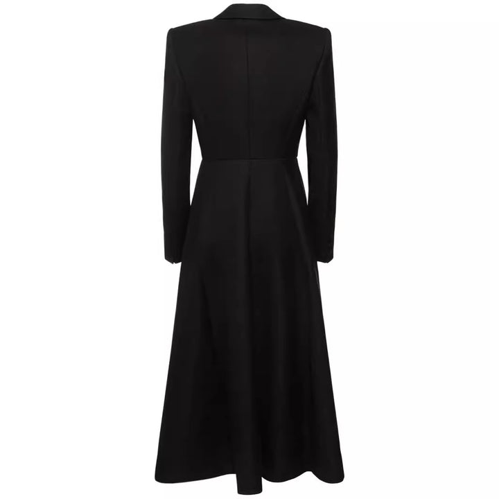 Damen langer taillierter Blazer‑Mantel mit Maxi‑Länge und strukturierten Schultern Echoarchiv