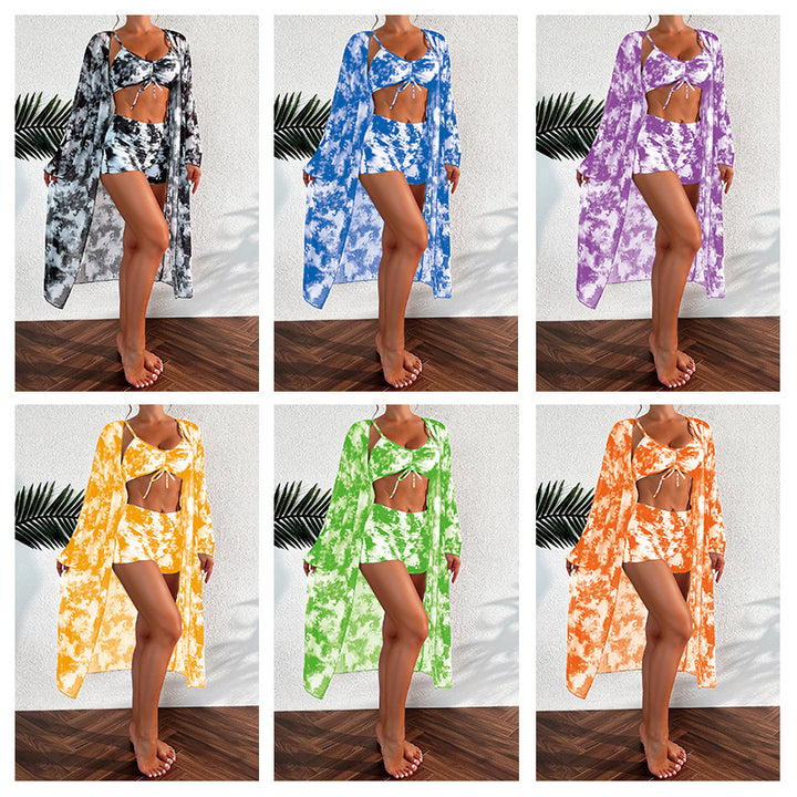 Damen Bikini-Set mit kurzem Höschen und transparentem Strandkimono Echo Archiv