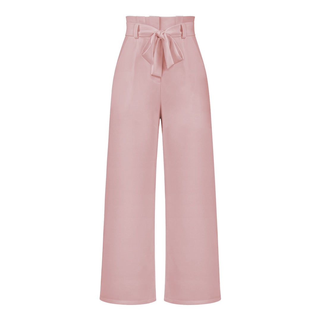Damen hochtaillierte Paperbag-Hose mit weitem Bein und Taillengürtel – Avérine
