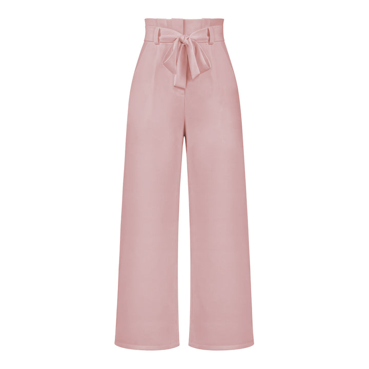 Damen hochtaillierte Paperbag-Hose mit weitem Bein und Taillengürtel – Avérine