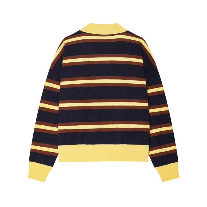 Damen nan gestreifter Polo-Strickpullover mit breitem Rippenbund Echo Archiv