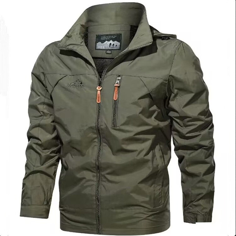 Herren Leichte wasserdichte Kapuzen-Outdoorjacke mit Brusttasche und verstellbaren Bündchen Echoarchiv