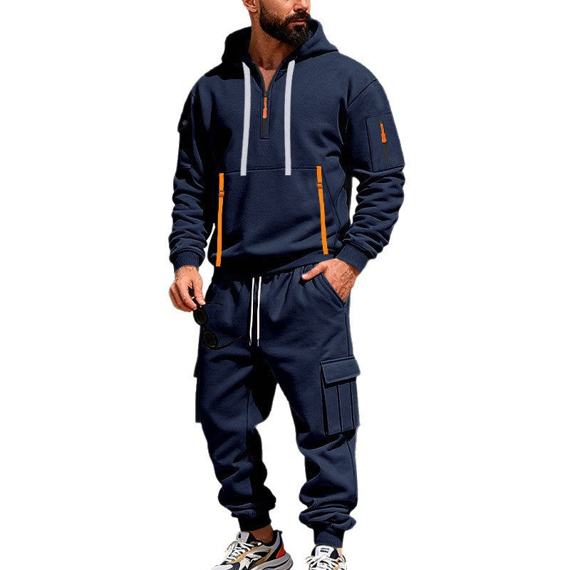Herren nan urbanes Hoodie-Cargo-Set mit versteckten Reißverschlüssen, Mehrfach-Taschen und elastischem Saum Echo Archiv