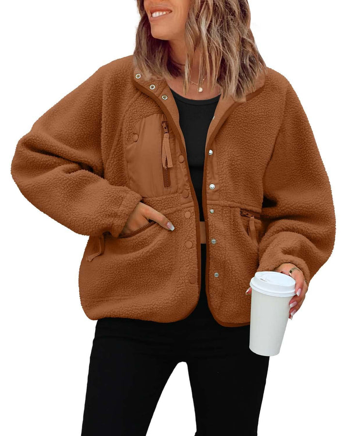 Damen kuschelige Fleecejacke mit praktischen Taschen Echoarchiv