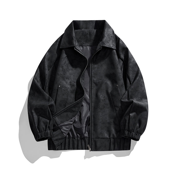 Herren Kunstvelours‑Bomberjacke im Oversize‑Boxy‑Cut mit Zwei‑Wege‑Reißverschluss & elastischem Saum Echoarchiv