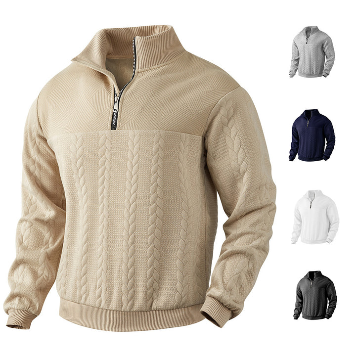 Herren Sweatshirt mit halbhohem Reißverschluss und strukturiertem Design Echoarchiv