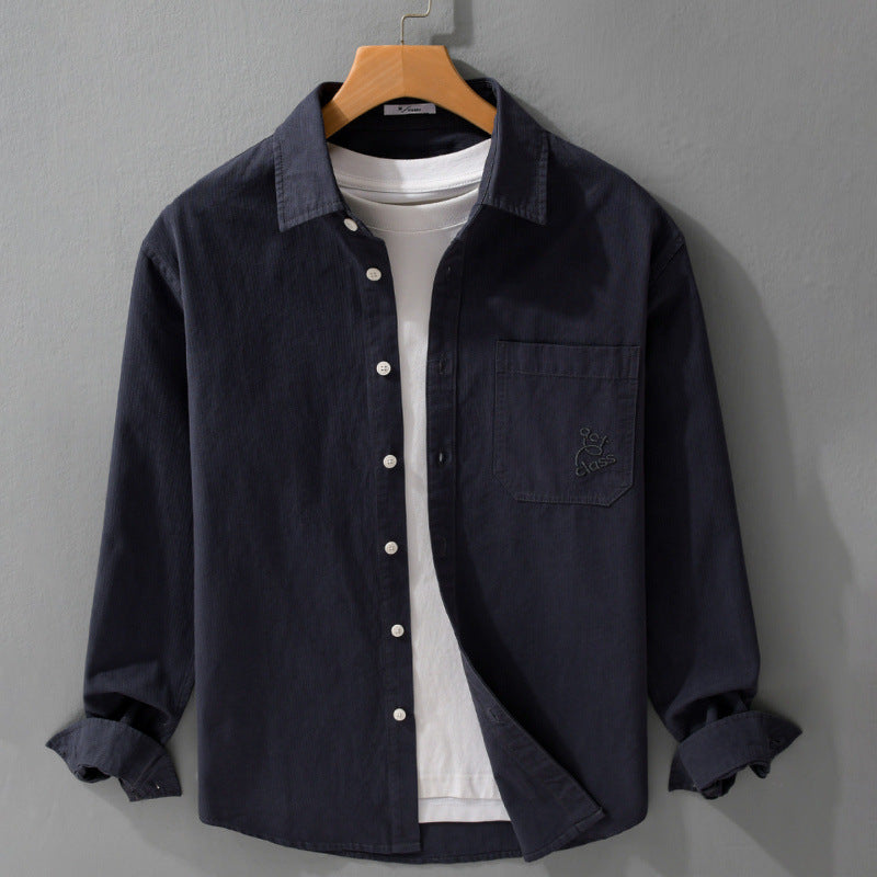 Herren Feines Cord-Überhemd im Overshirt-Stil mit Kentkragen und aufgesetzter Brusttasche Echoarchiv
