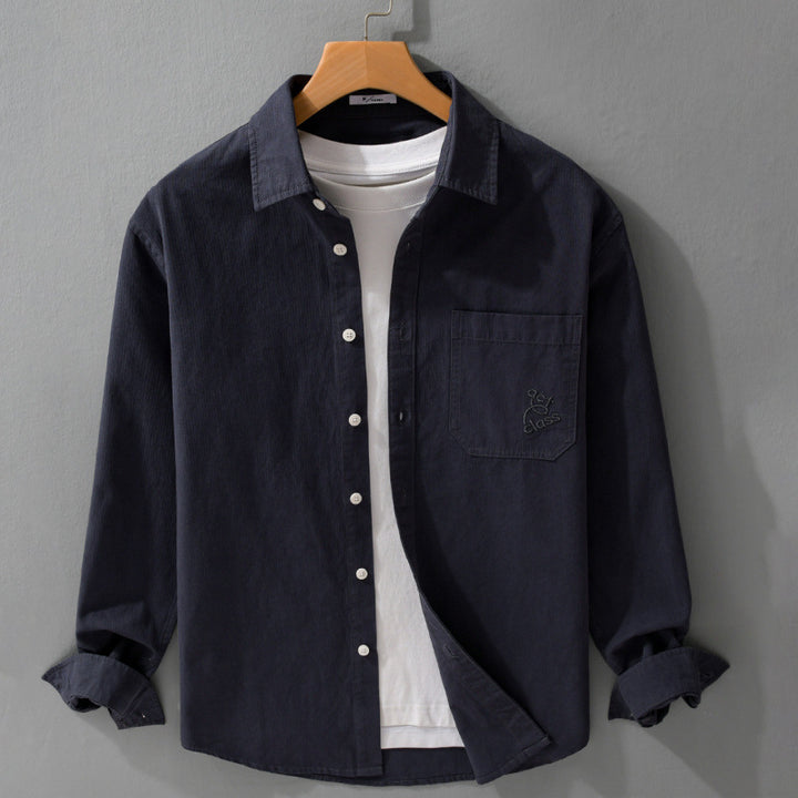 Herren Feines Cord-Überhemd im Overshirt-Stil mit Kentkragen und aufgesetzter Brusttasche Echoarchiv