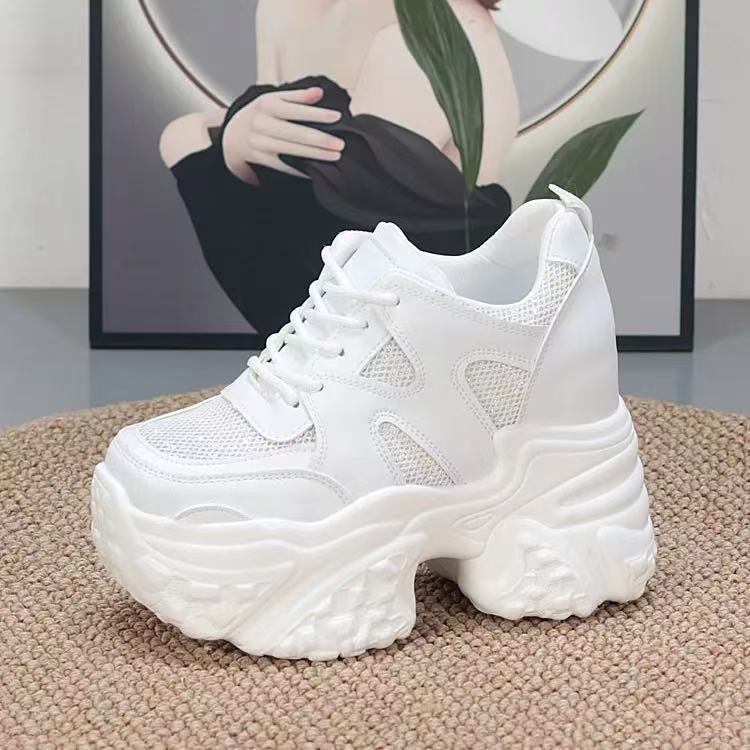 Damen modische Chunky Sneakers mit hoher Plateausohle und atmungsaktivem Mesh-Echo Archiv