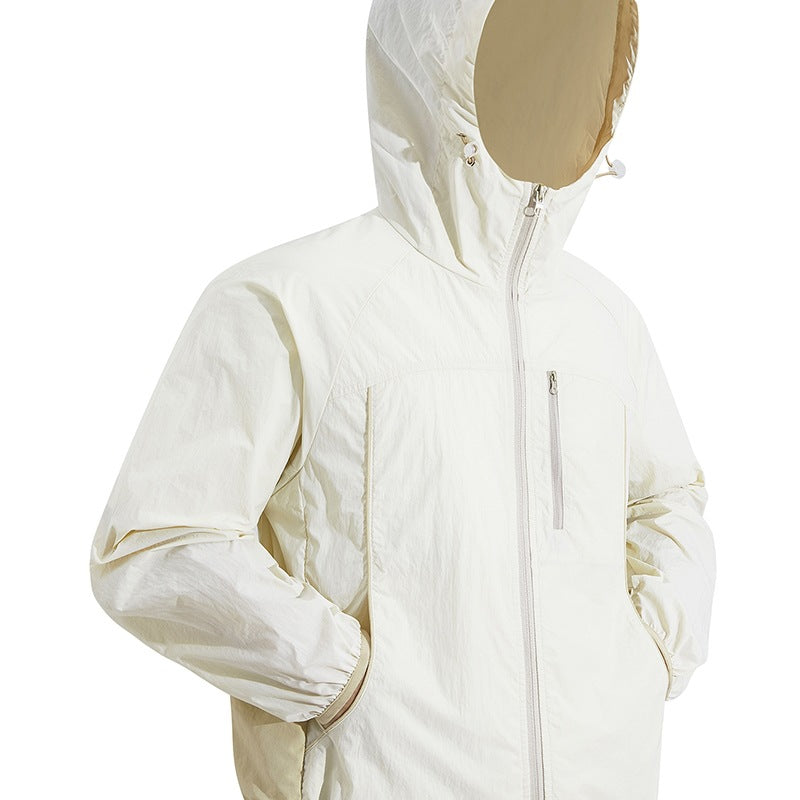 Herren Ultraleichte Kapuzenwindjacke aus Ripstop mit verstellbarem Saum & Brustreißverschluss Echoarchiv