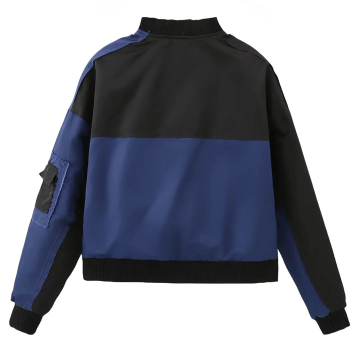 Damen nan urbaner Bomberjacke mit Kontrastpaneelen, Oversize-Silhouette, Front- und Ärmeltaschen Echo Archiv