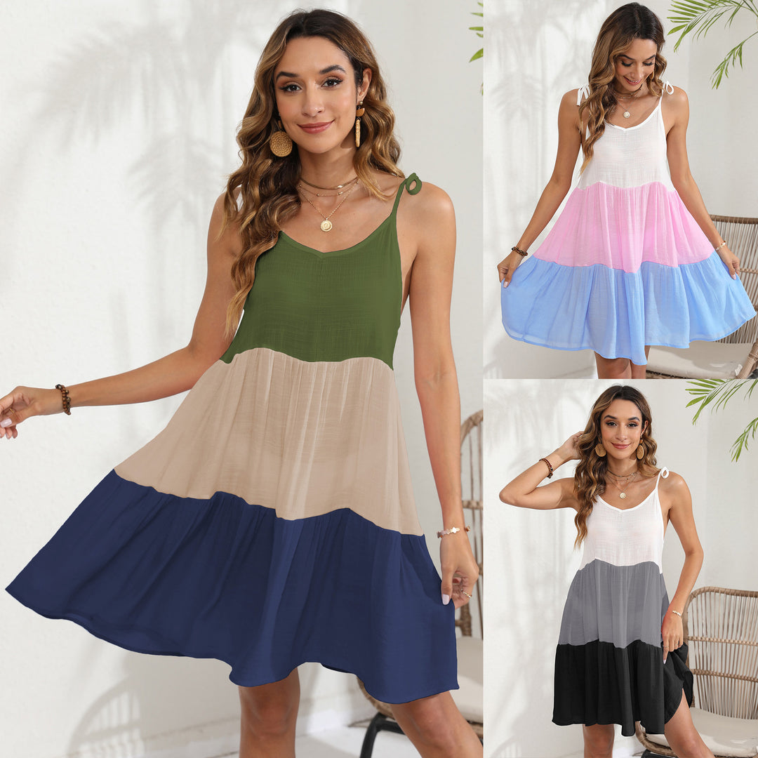 Damen luftiges Sommerkleid mit tiefem V-Ausschnitt und fröhlichem Farbverlauf Echo Archiv