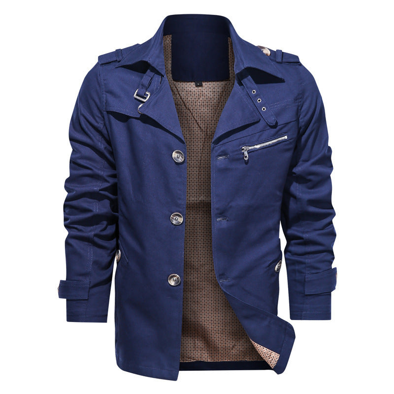 Herren Leichte Fieldjacke im Trenchstil mit Reverskragen und Schulterklappen – Taviero