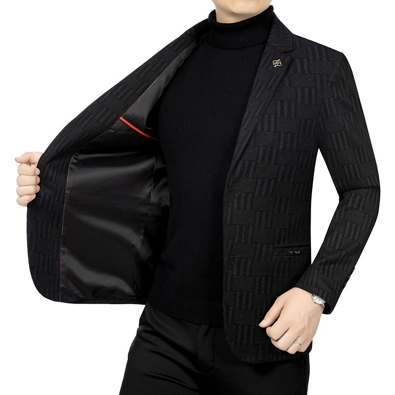 Herren Modernes Einreihiges City-Blazer mit aufgesetzten Taschen und leichter Halbfütterung – Tianoro