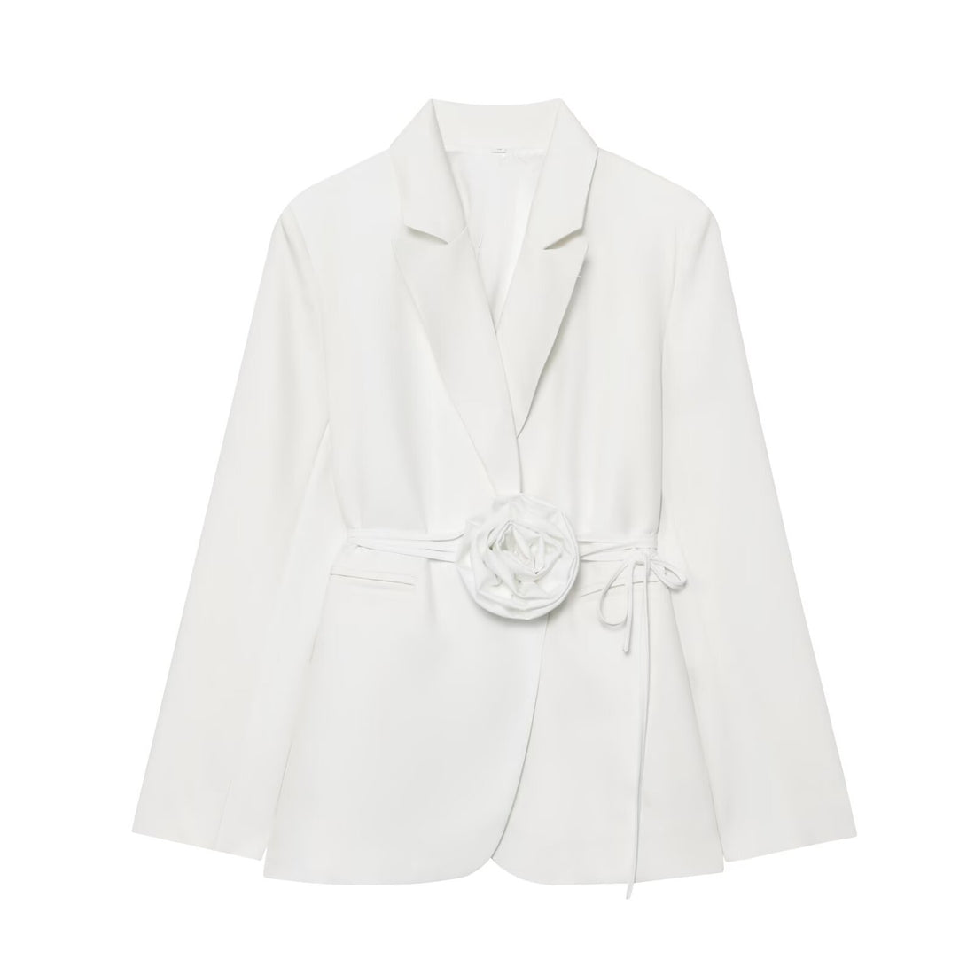 Damen Taillierter Blazer mit Deko‑Rosen‑Gürtel und Reverskragen Echoarchiv