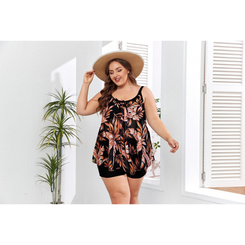 Damen Tankini-Set mit floralem Oberteil und figurbetonendem Unterteil Echo Archiv