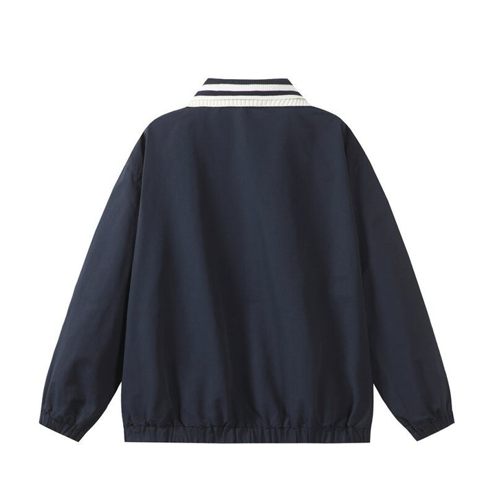 Herren Leichte Harrington‑Style Bomberjacke mit gestreiftem Rippkragen und Druckknopf‑Taschen Echoarchiv