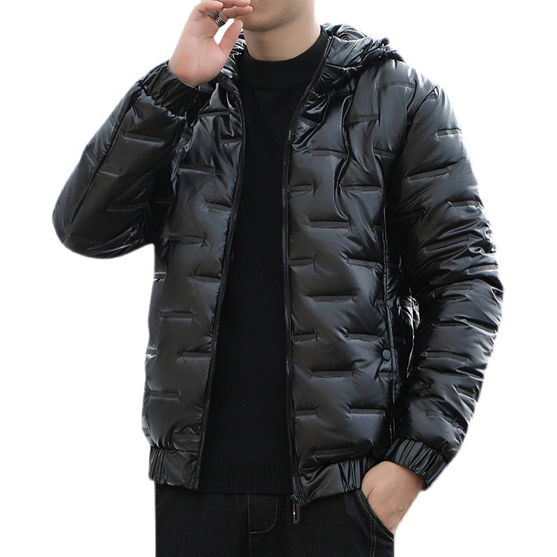 Herren Leichte gesteppte Kapuzen‑Steppjacke mit glänzender Oberfläche und elastischen Bündchen Echo Archiv