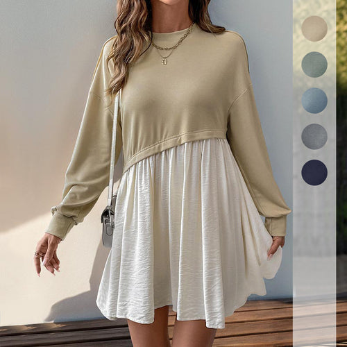 Damen Lässiges Sweatshirt‑Minikleid im Babydoll‑Lagenlook mit fließendem Rockteil Echoarchiv
