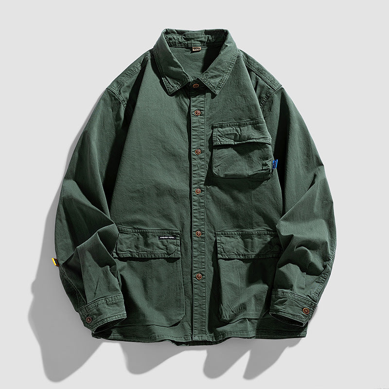 Herren Lockere Utility-Overshirt-Jacke mit Mehrfach‑Taschen aus robustem Baumwoll‑Twill Echo Archiv