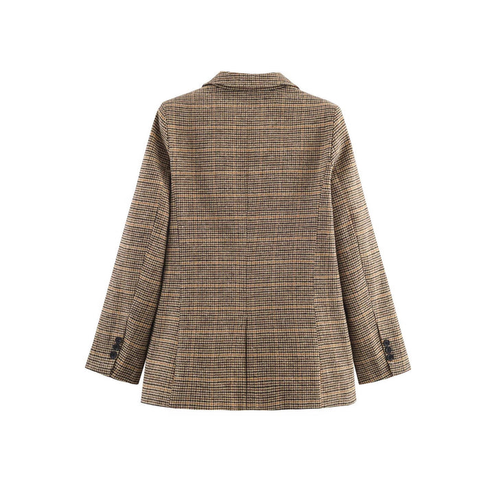 Damen nan taillierter Glencheck-Blazer mit Reverskragen und aufgesetzten Pattentaschen Echo Archiv