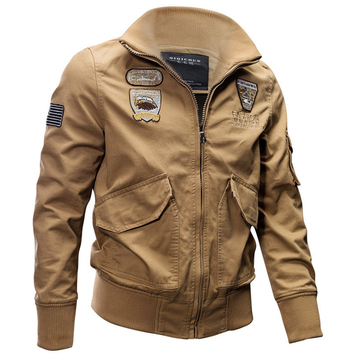 Herren nan leichte Utility Bomberjacke mit bestickten Abzeichen und Taschen Echo Archiv