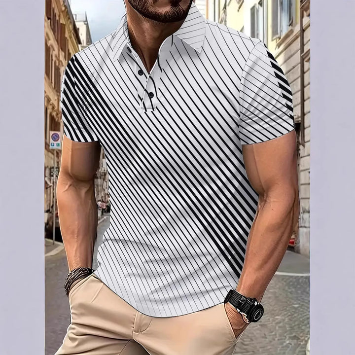 Herren Polohemd mit dynamischem Streifenmuster und feinen Details Echoarchiv