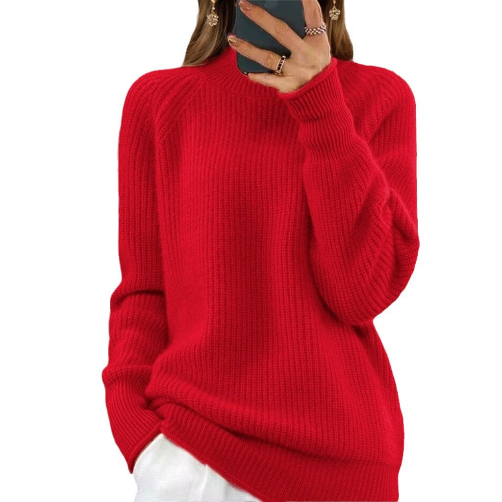 Damen nan kuscheliger Strickpullover mit Stehkragen und Rippstruktur Echo Archiv
