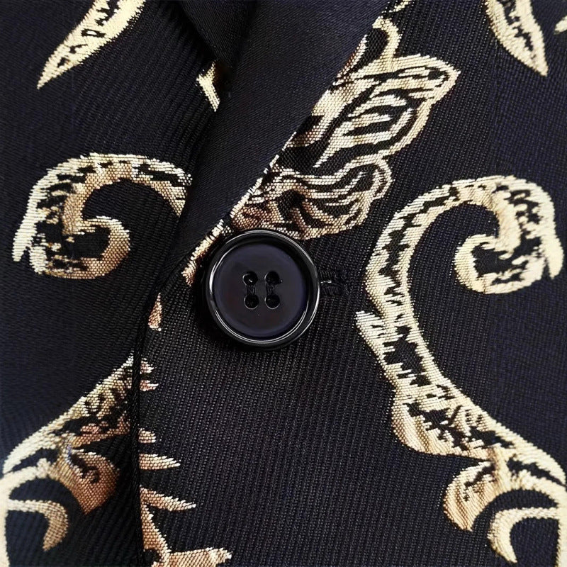 Herren Extravaganter Smoking-Blazer mit floralem Jacquard-Muster Echoarchiv