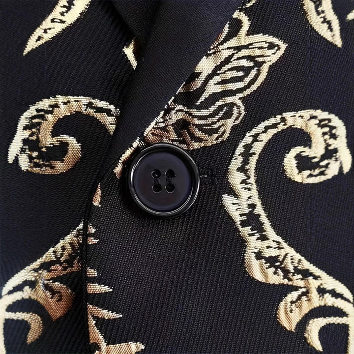 Herren Extravaganter Smoking-Blazer mit floralem Jacquard-Muster Echoarchiv