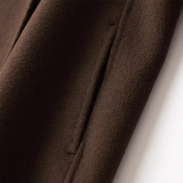 Damen Eleganter Wollmantel mit Abnehmbarer Kapuze Echoarchiv